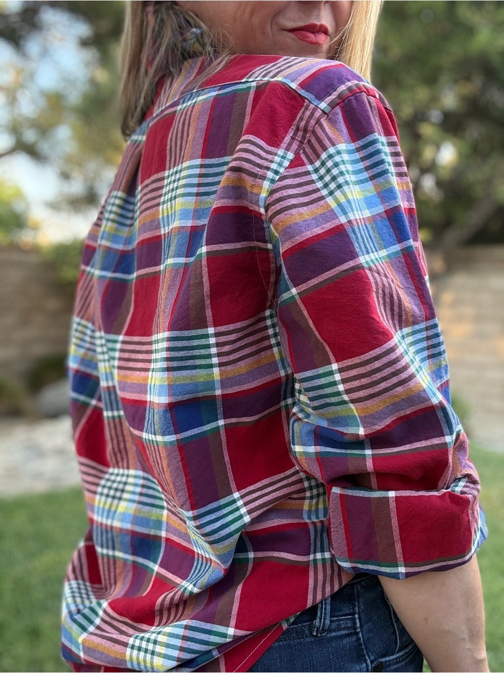 Reworked Ralph Lauren Red Plaid Button-Front - Picture 3 of 7